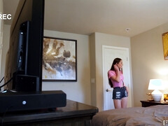 Frère, Queue, Faciale, Pénis, Chevaucher, Maigrichonne, Nénés, Voyeur