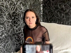 Leie, Tussi, Grosse titten, Braunhaarige, Fingern, Handjob, Hardcore, Nylon