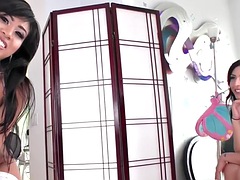 Enthousiasteling, Aziatisch, Lieveling, Grote mammen, Lesbisch, Shemale, Tieten likken