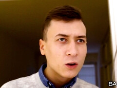 美女, フェラチオ, 茶髪の, ディルド, バック, ヨーロピアン, 彼女, のぞき