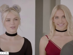 Blondine, Blasen, Hundestellung, Handjob, Küssen, Dürr, Jungendliche (18+), Flotter dreier