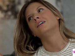 ブロンド, フェラチオ, 手コキする, なめる, オマンコ, 剃毛, 三人, オッパイの