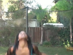 Zwart, Zwart, Masturbatie, Buiten, Kut duiken, Geschoren