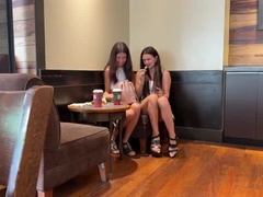 Katty West & Kate Rich: Anal Sluts Take Ass to Mouth in Public Cafe Foursome