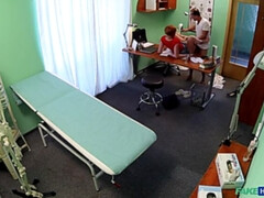 Cul, Tromperie, Couple, Léchez, Infirmière, Bureau, Chatte, Uniforme