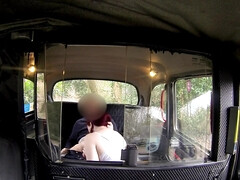 Redhead babe with natural tits has sex with a taxi driver