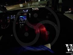 素人, アジア人, フェラチオ, 車, 中出し, ハードコア, 公共, 赤毛