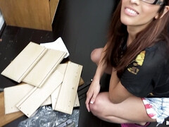 Kont, Grote kont, Pijpbeurt, Bruinharig, Brillen, Latijnse vrouw, Natuurlijke tieten, Kut duiken