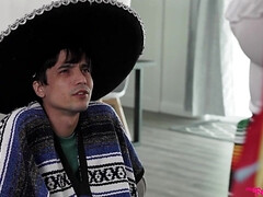 Grote mammen, Rondborstig, Sperma, Sperma shot, Diep in de keel, Handbeurt, Trio, Tieten likken