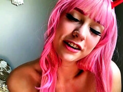 Sexy Cosplay Girl Playing With Her Pussy