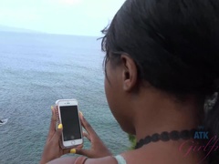 Strand, Grosser arsch, Schwarz, Freundin, Nackt, Pov, Öffentlich, Geschwollene nippel