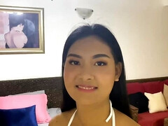 Amateur, Asiatique, Nana, Sucer une bite, Brunette brune, Interracial