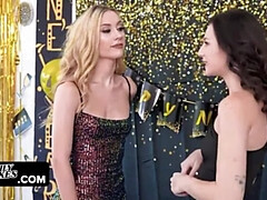 FamilyStrokes - Two Sexy Girls Invite Their Stepdad For New Year's Party And Get Too Passionate