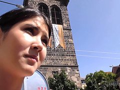 Petite Czech teen pays for vacations of her cuckold boyfriend with cash