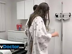 Amerikanisch, Arsch, Braunhaarige, Spermaladung, Arzt, Hd, Büro, Titten