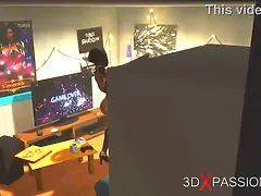 A nice Gamer Girl gets her Ass Fucked hard by a sexy dickgirl in the g bedroom