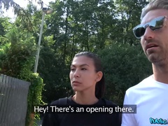 Amateur, Gros seins, Sucer une bite, Couple, Tir de sperme, Faciale, Pov, Public