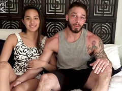 Pijpbeurt, Bruinharig, Rondborstig, Schattig, Diep in de keel, Hd, Natuurlijk, Tepels