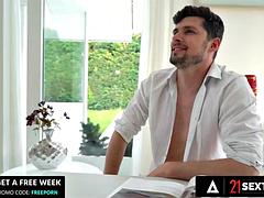 美女, デカチン, デカパイ, ブロンド, フェラチオ, 足, フェティッシュ, 足フェチ