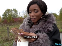 Enthousiasteling, Grote mammen, Zwart, Pijpbeurt, Brits, Bruinharig, Buiten, Doordringend