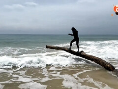 Amateur, Playa, Mamada, Corridas, Estilo perrito, Enorme, Al aire libre, Público