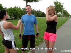 2 amateur couplese fucking on Rollerblades - Czech public group sex