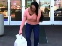 GF excited to flash tits in shopping mall