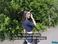 Pijpbeurt, Sperma shot, Hondjeshouding, Sperma in gezicht, Handbeurt, Buiten, Gezichtspunt, Openbaar