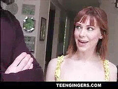 フェラチオ, 小柄, 赤毛, ガリガリ, ティーン, 三人