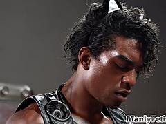 アナル, アジア人, 黒人, 黒人, 異人種間, レザー, 筋肉, ユニフォーム