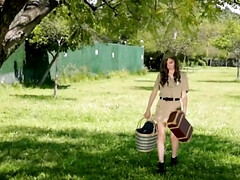 Army girl shows off her body and then gets drilled