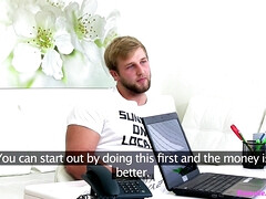 Horny Female Agent hooks up with handsome dude