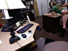 Hot blonde woman nailed by pawn keeper