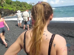 Amateur, Plage, Blonde, Sucer une bite, Chatte, Rasée, Dormant, Nénés