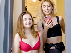 18 летние, Язык в попке, Минет, Фетиш, Две девушки, Чулки, Молоденькие, Втроем