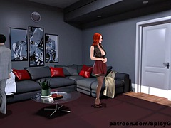 3d, デカパイ, イく瞬間, ダブル開発, 淫乱熟女, ヤリマン, 三人, 妻