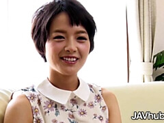 Kont, Pijpbeurt, Bruinharig, Japaans, Natuurlijke tieten, Kort haar, Tiener, Tieten likken