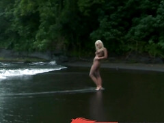 Plage, Blonde, Sucer une bite, Queue, Masturbation, De plein air