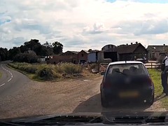 素人, デカパイ, イギリス人, 車, アウトドア, ポリス