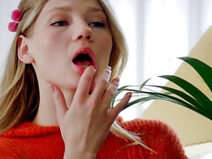 Fit and seductive blonde figuring out how to orgasm