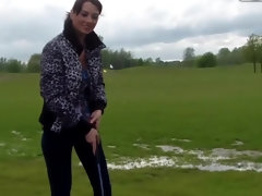 In den arsch, Grosse titten, Blasen, Braunhaarige, Im freien
