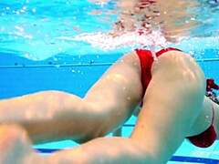 お尻, プール, 公共, オマンコ, 一人, ティーン, オッパイの, 水中