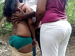 Hot Indian Threesome Outdoor Fucking with Inba and Laxi Ammu
