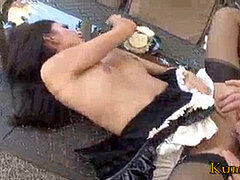 茶髪の, フランス人, メイド, 淫乱熟女, アウトドア