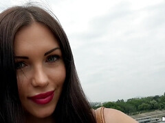 Russian Brunette Fucks Outdoors - pretty young Sasha Rose POV