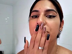 美女, デカパイ, カップル, ラティーナ, オナニー, 淫乱熟女, シャワー, オッパイの