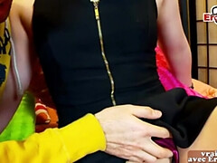 Enthousiasteling, Bruinharig, Eerste keer, Vriendin, Huisgemaakt, Klein, Mager, Tiener