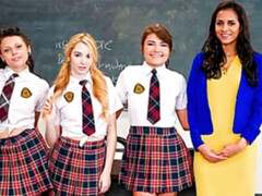 Kont, Lesbisch, Likken, Schoolmeisje, Rok, Strippen, Lerarin, Tiener