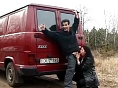 素人, 車, 顔射, ドイツ人, ハードコア, アウトドア, 穴開きパンティ, ラフ