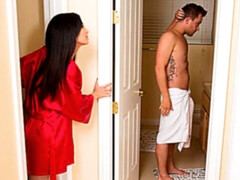 Blasen, Braunhaarige, Hundestellung, Handjob, Lecken, Lingerie, Muschi, Strümpfe